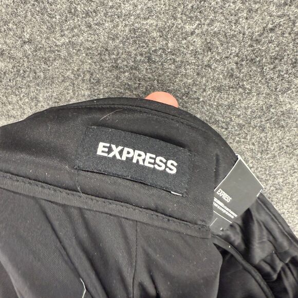 New Express Pants Women M Medium Black Sequin High Rise Ankle Flat Front Casual - Picture 7 of 11